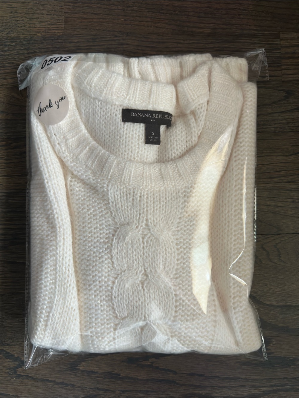 Banana Republic Cable Knit Sweater Sz S Cream Clean Girl 90s Minimal Office Lux - Picture 7 of 7